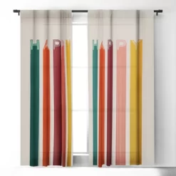 Showmemars Happy Letters In Retro Colors 50" X 84" Single Panel Room Darkening Window Curtain - Society 6