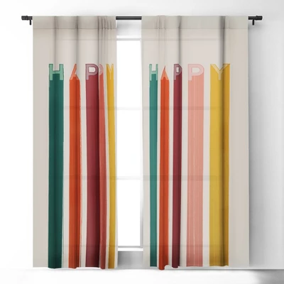Showmemars Happy Letters In Retro Colors 50" X 84" Single Panel Room Darkening Window Curtain - Society 6 1 Showmemars Happy Letters In Retro Colors 50" X 84" Single Panel Room Darkening Window Curtain - Society 6