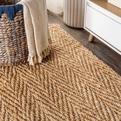 Espina Hand Woven Herringbone Chunky Jute Indoor Area Rug - JONATHAN Y 6 Espina Hand Woven Herringbone Chunky Jute Indoor Area Rug - JONATHAN Y - Image 6