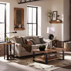 Alpine Live Edge Wood Mantel Shelf Natural Brown - Alaterre Furniture -Northlight Store GUEST f811002f 73db 4add 8ca9 3a9b4ee127a5