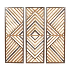 Set Of 3 Wood Geometric Slatted Wood Design Wall Decors Brown - Olivia & May -Northlight Store GUEST f8645333 2208 4905 855c f5194ec7aae8