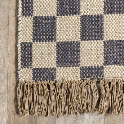 NuLOOM Connie Checkered Wool/Jute Tasseled Area Rug 4 NuLOOM Connie Checkered Wool/Jute Tasseled Area Rug - Image 4