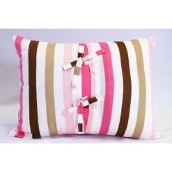 Bacati - Mod Dots/str Pink/Choc Boudoir Pillow