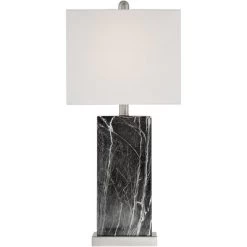 360 Lighting Connie Modern Table Lamps Set Of 2 With White Marble Riser 25" High Black Faux Marble USB Charging Port White Rectangular Shade For Desk -Northlight Store GUEST f8f54766 e697 4cb5 8e7c b9b55bfc3312