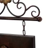 Metal Fleur De Lis Suspended Wall Decor With Scrollwork Hanger Bronze - Olivia & May