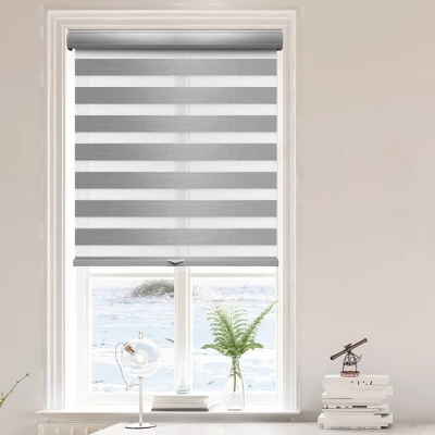 1pc Blackout Cordless Roller Zebra Shade Gray - Lumi Home Furnishings 8 1pc Blackout Cordless Roller Zebra Shade Gray - Lumi Home Furnishings - Image 8
