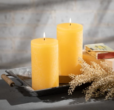 Pale Yellow Pillar Candles - Set Of 2 1 Pale Yellow Pillar Candles - Set Of 2