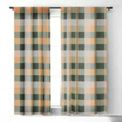 Miho Retro Color Illusion 84" X 50" Single Panel Blackout Window Curtain - Deny Designs