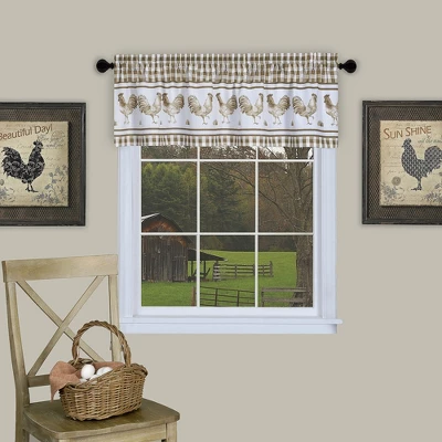 Kate Aurora Country Farmhouse Barnyard Plaid Rooster Kitchen Curtain Tier & Valance Set 1 Kate Aurora Country Farmhouse Barnyard Plaid Rooster Kitchen Curtain Tier & Valance Set