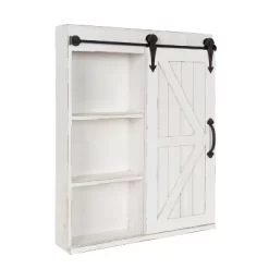 Decorative Wood Wall Storage Cabinet With Vanity Mirror And Sliding Barn Door Rustic White - Kate & Laurel All Things Decor -Northlight Store GUEST fda1d3cb 7e27 4e00 991c 3aa75ddbb832
